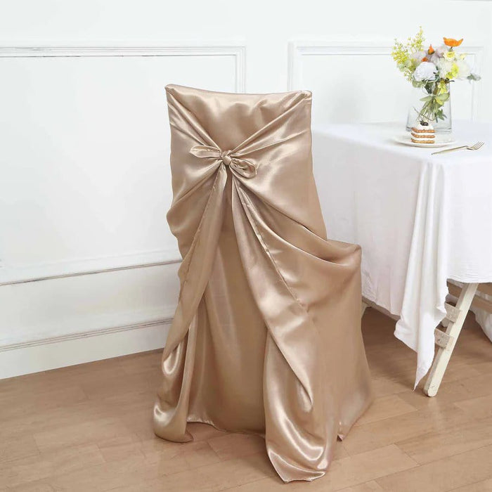 Satin Universal Chair Cover Wedding Party Decorations CHAIR_UNIV_STN_NUDE