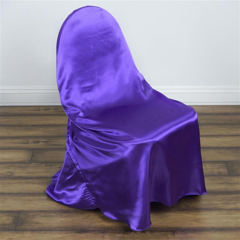 Satin Universal Chair Cover Wedding Party Decorations CHAIR_UNIV_STN_PURP