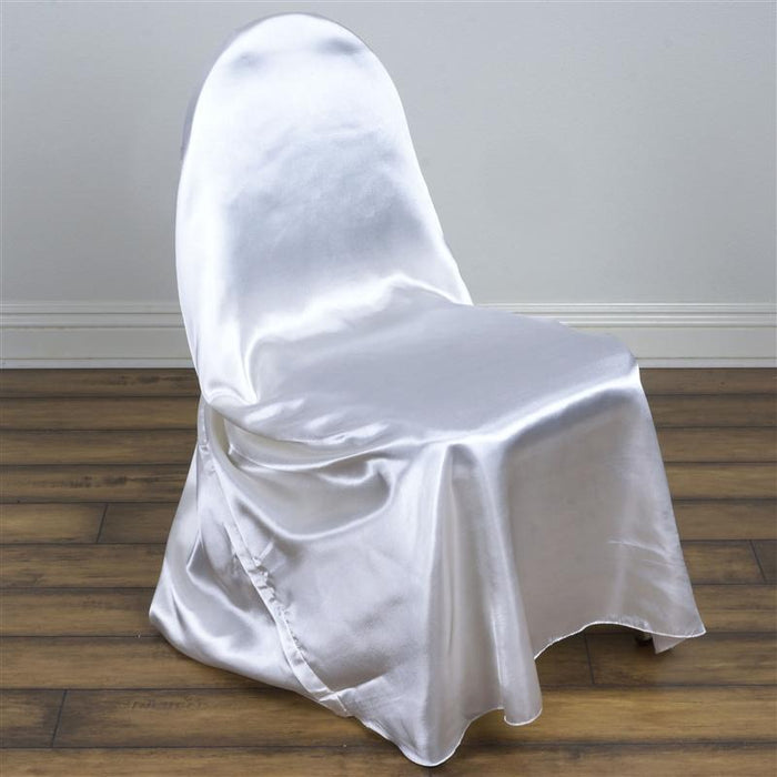 Satin Universal Chair Cover Wedding Party Decorations CHAIR_UNIV_STN_WHT