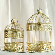 Set of 2 9" and 13" tall Metal Bird Cages Wedding Card Holder Centerpieces - Gold IRON_LG_BDCG_GOLD
