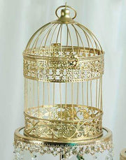 Set of 2 9" and 13" tall Metal Bird Cages Wedding Card Holder Centerpieces - Gold IRON_LG_BDCG_GOLD