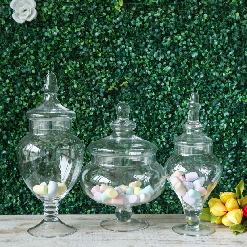 Set of 3 10" 12" 14" tall Glass Apothecary Jars Containers with Lids - Clear GLAS_JAR12_CLR