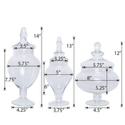 Set of 3 10" 12" 14" tall Glass Apothecary Jars Containers with Lids - Clear GLAS_JAR12_CLR
