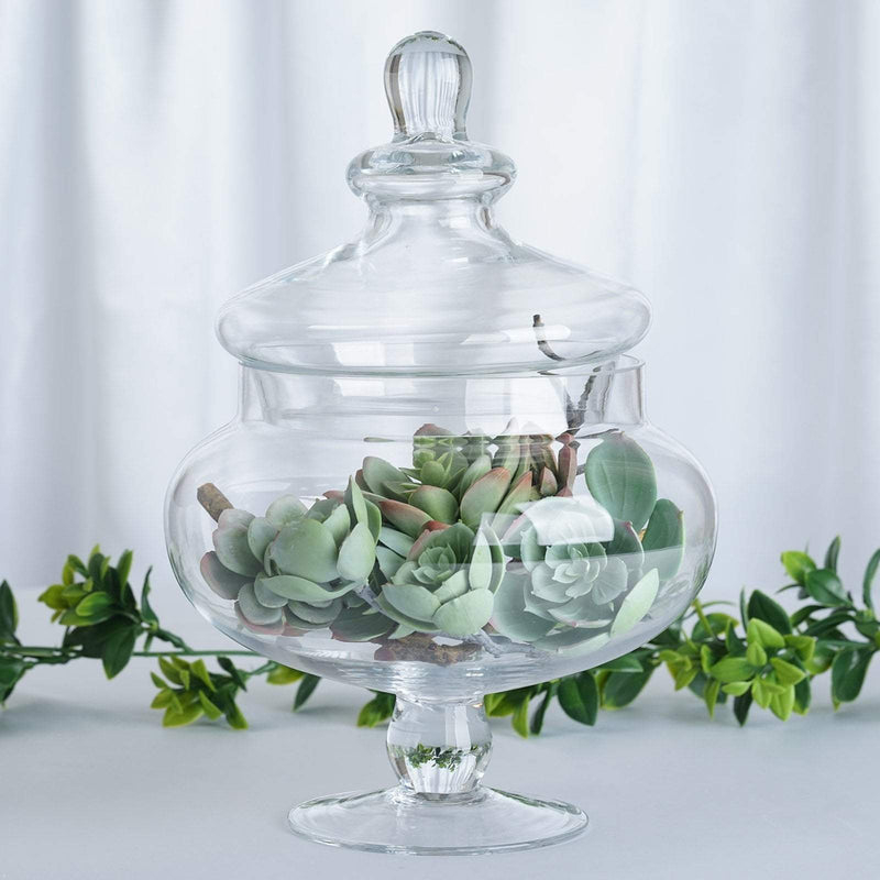 Set of 3 10" 12" 14" tall Glass Apothecary Jars Containers with Lids - Clear GLAS_JAR12_CLR
