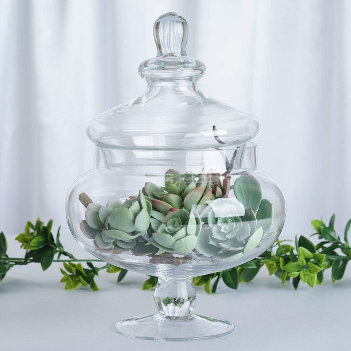 Set of 3 Glass Apothecary Jar, Candy Jars With Lids, Clear Glass