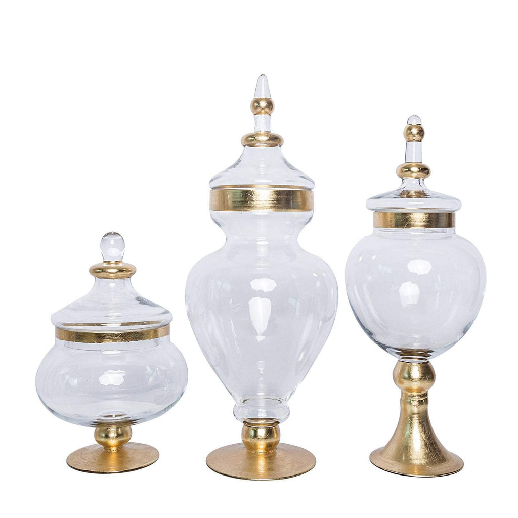 3 Pcs 9 13 14 Tall Clear Glass Apothecary Jars with Lids