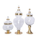 Set of 3 11" 16" 18" tall Glass Apothecary Jars Containers with Lids - Clear with Gold Trim GLAS_JAR10_GOLD