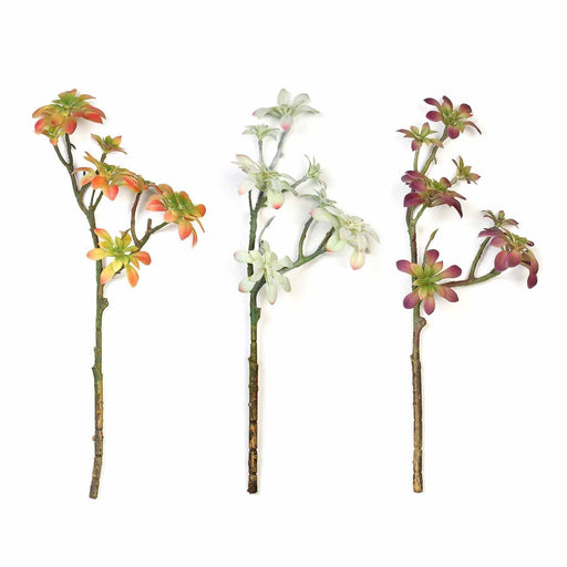 Set of 3 18" tall Faux Succulent Picks Sprays Stems - Assorted Colors ARTI_SUC_LS005_ALST