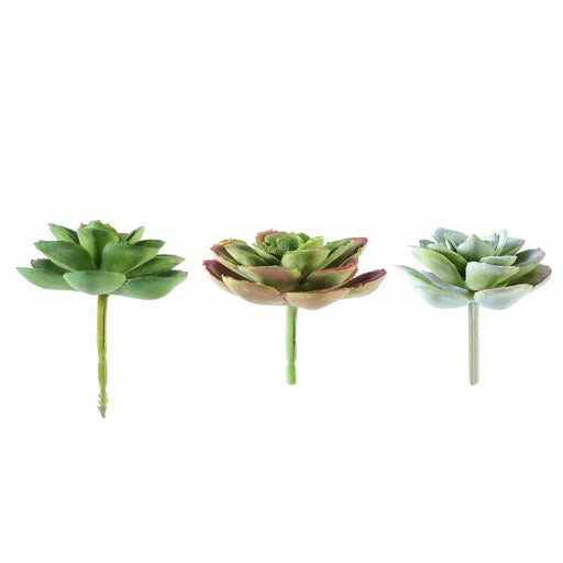 Set of 3 3" tall Faux Succulent Picks Echeveria Rosettes Stems - Assorted Colors ARTI_SUC_WS008_ASST