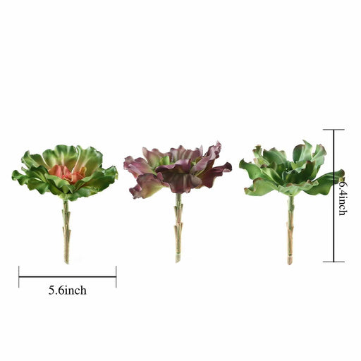 Set of 3 6" tall Faux Echeveria Rosettes Succulent Picks Stems - Assorted Colors ARTI_SUC_WS015_ASST