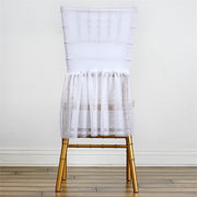 Sheer Spandex Tulle Tutu Chair Sash - White CHAIR_TUTU03_WHT