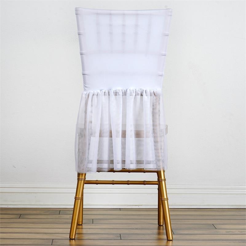 Sheer Spandex Tulle Tutu Chair Sash - White CHAIR_TUTU03_WHT