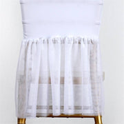 Sheer Spandex Tulle Tutu Chair Sash - White CHAIR_TUTU03_WHT