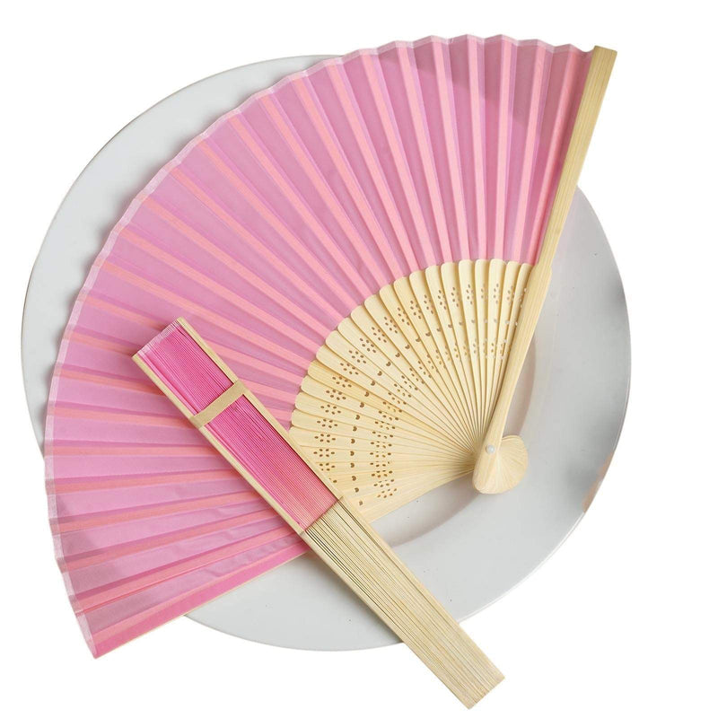 Silk Folding Handheld Fan Wedding Favor FAV_FAN_PINK