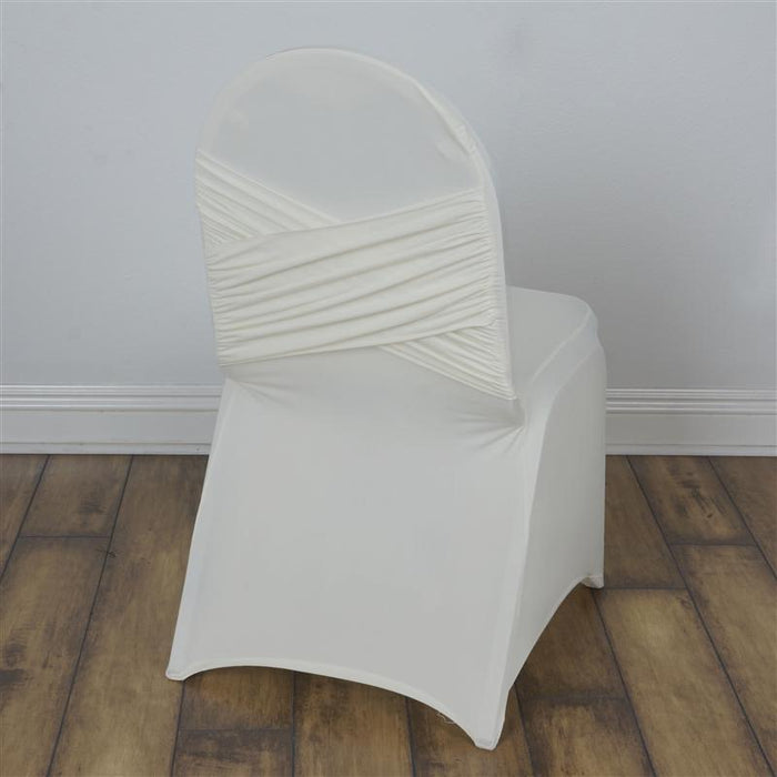 Spandex Banquet Chair Cover with Crisscross Design CHAIR_MADR_IVR