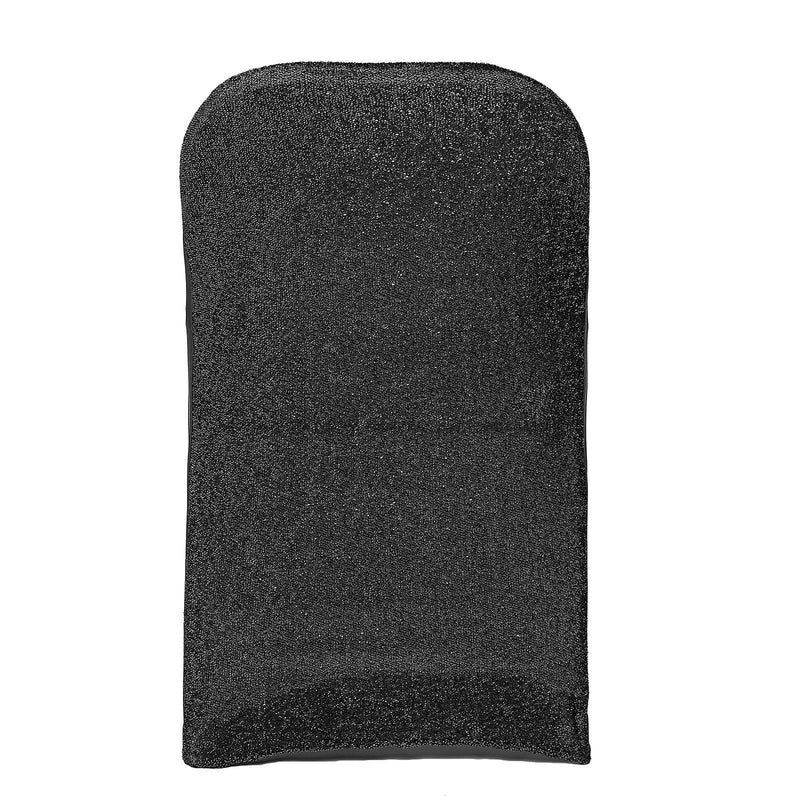 Spandex Folding Chair Cover with Glittered Metallic Back - Black CHAIR_SPFD23_BLK