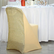 Spandex Folding Chair Cover with Glittered Metallic Back