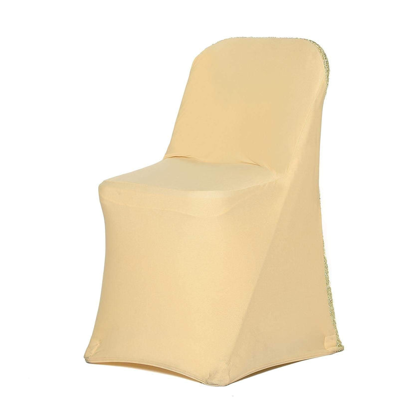 Spandex Folding Chair Cover with Glittered Metallic Back