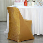 Spandex Folding Chair Cover with Glittered Metallic Back