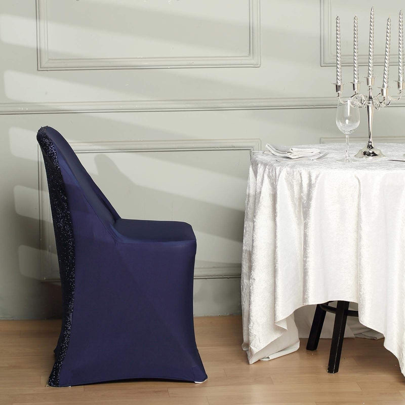 Spandex Folding Chair Cover with Glittered Metallic Back