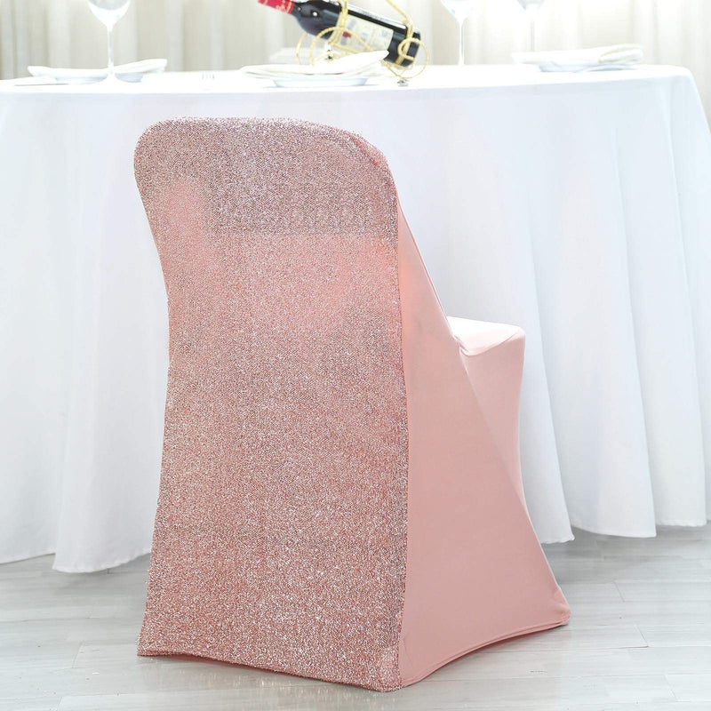 Spandex Folding Chair Cover with Glittered Metallic Back