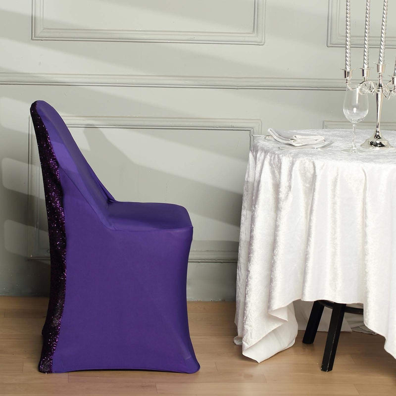 Spandex Folding Chair Cover with Glittered Metallic Back