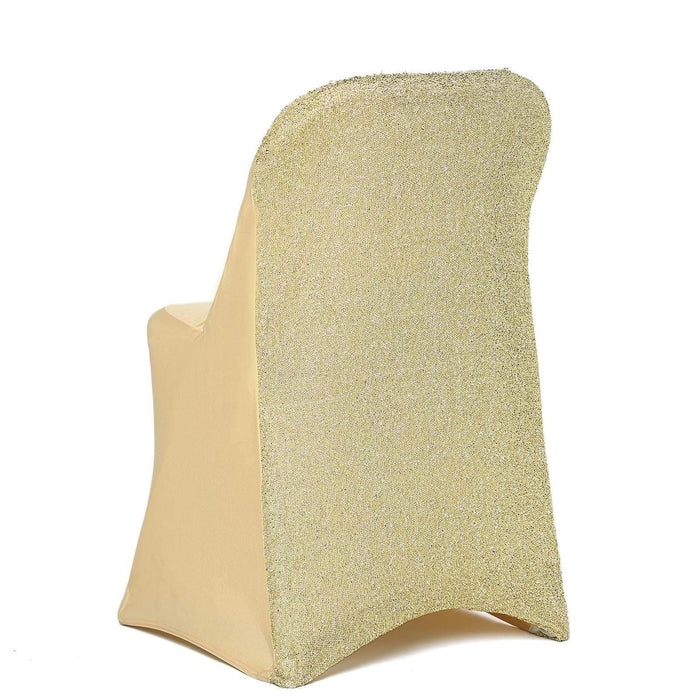 Spandex Folding Chair Cover with Glittered Metallic Back CHAIR_SPFD23_CHMP