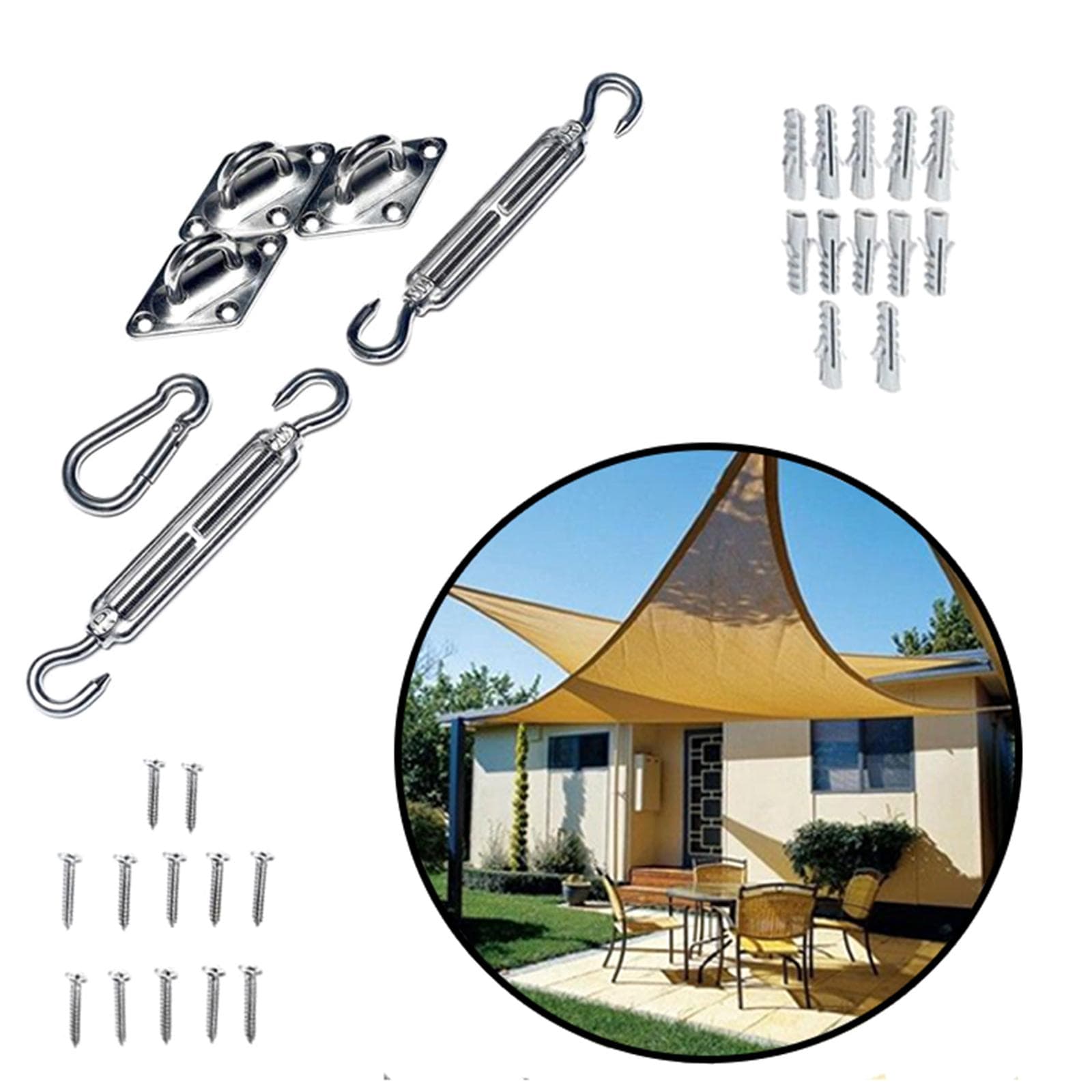 Stainless Steel Triangle Sun Shade Sail Installation Tools Kit - Silver BKDP_SAIL_TRI_TOOL1_6