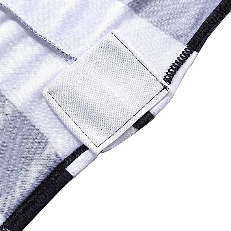 Striped Fitted Premium Spandex Banquet Chair Cover - Black and White CHAIR_SPX15_BLK