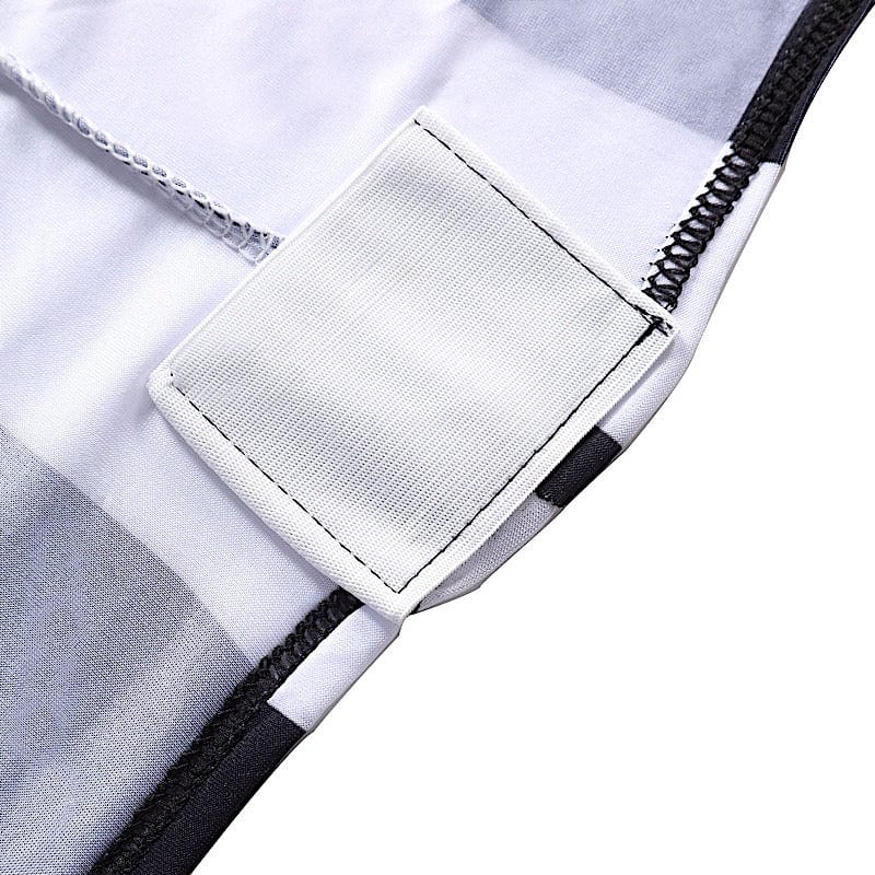 Striped Fitted Premium Spandex Folding Chair Cover - Black and White CHAIR_SPFD15_BLK