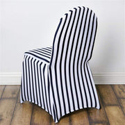Striped Spandex Stretchable Chair Cover - Black and White CHAIR_SPX14_BLK
