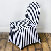 Striped Spandex Stretchable Chair Cover - Black and White CHAIR_SPX14_BLK