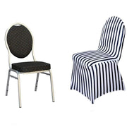 Striped Spandex Stretchable Chair Cover - Black and White CHAIR_SPX14_BLK