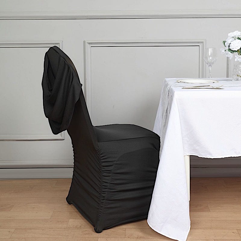Swag Back Ruched Fitted Premium Spandex Banquet Chair Cover