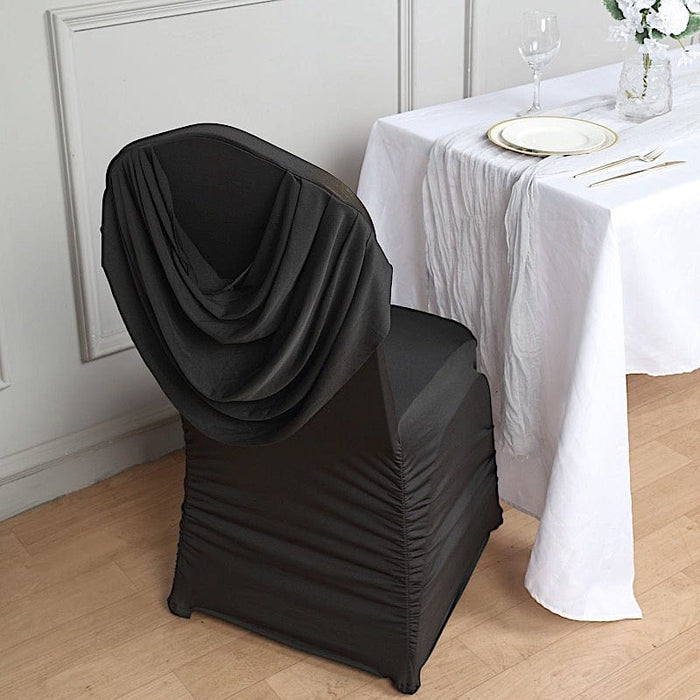 Black White Striped Fitted Premium Spandex Folding Chair Cover