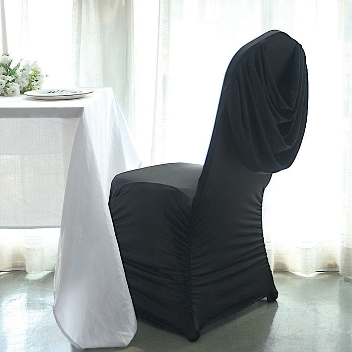 Swag Back Ruched Fitted Premium Spandex Banquet Chair Cover
