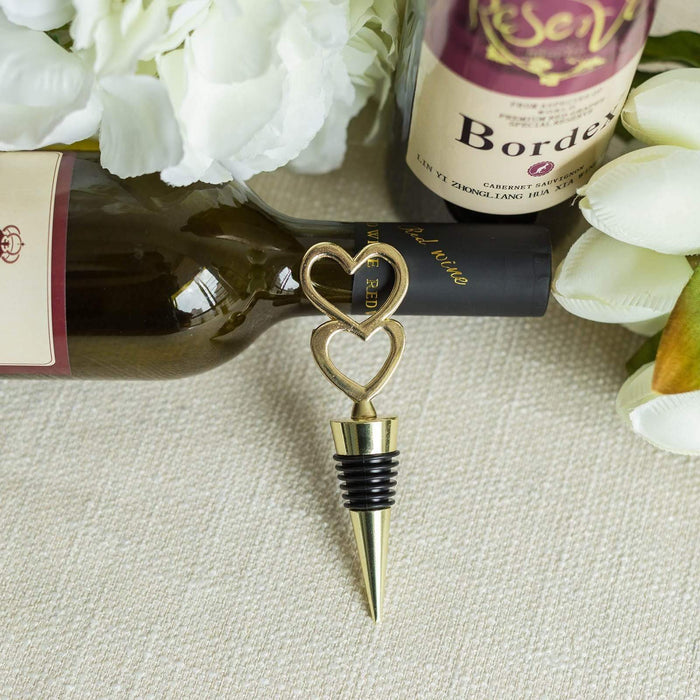 Two Hearts Wine Bottle Stopper Wedding Favors