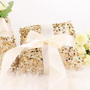Velvet with Sequin Flower Girl Basket and Ring Bearer Pillow - Ivory and Gold WED_CER_FGRB_SEQ01_GOLD