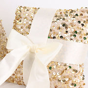Velvet with Sequin Flower Girl Basket and Ring Bearer Pillow - Ivory and Gold WED_CER_FGRB_SEQ01_GOLD