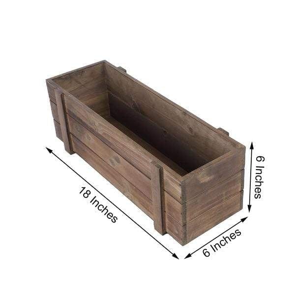 Wood Rectangular Box Planter Holders Centerpieces Dark Brown