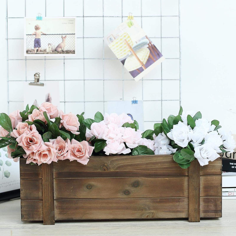 Wood Rectangular Box Planter Holders Centerpieces Dark Brown