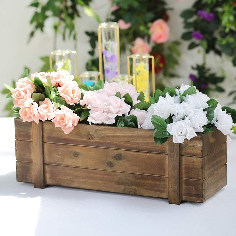 Wood Rectangular Box Planter Holders Centerpieces Dark Brown