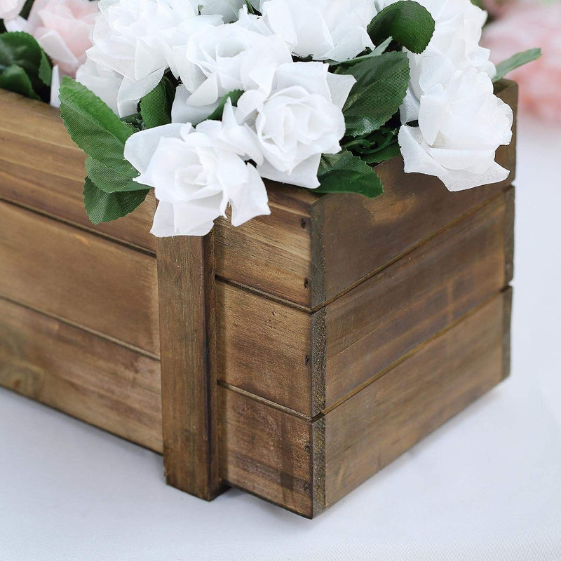 Wood Rectangular Box Planter Holders Centerpieces Dark Brown
