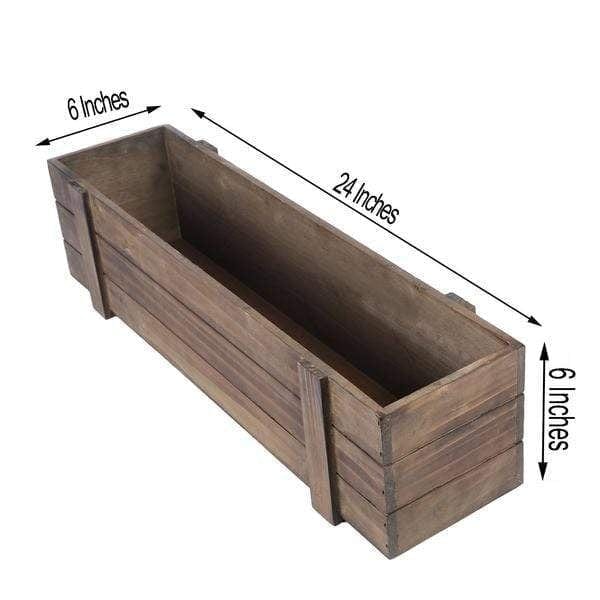 Wood Rectangular Box Planter Holders Centerpieces Dark Brown