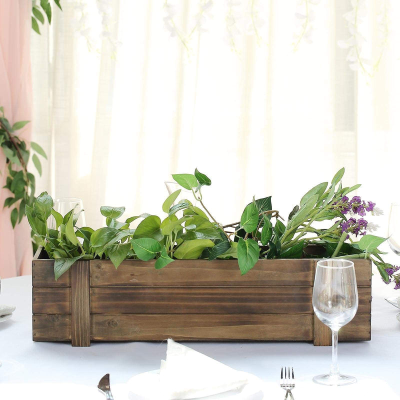 Wood Rectangular Box Planter Holders Centerpieces Dark Brown