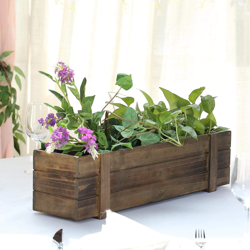 Wood Rectangular Box Planter Holders Centerpieces Dark Brown