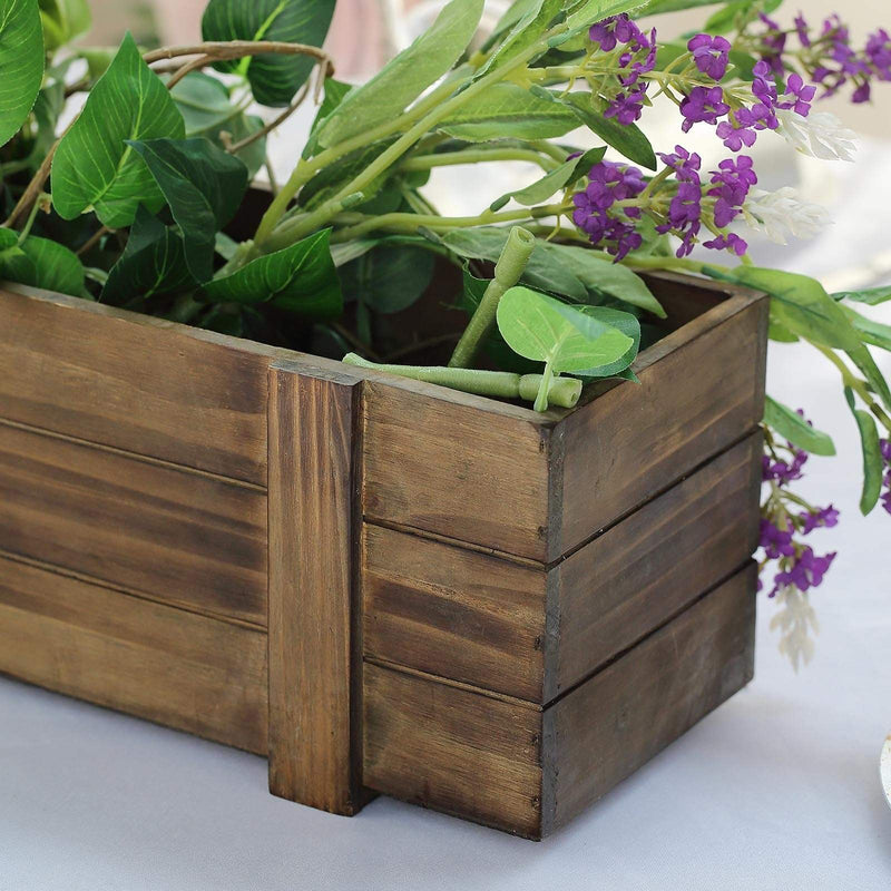 Wood Rectangular Box Planter Holders Centerpieces Dark Brown