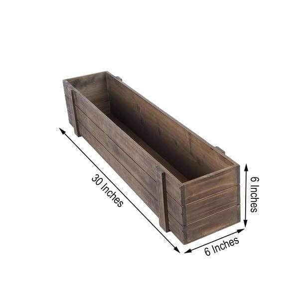 Wood Rectangular Box Planter Holders Centerpieces Dark Brown
