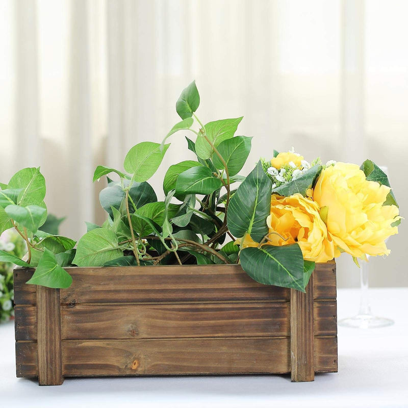Wood Rectangular Box Planter Holders Centerpieces Dark Brown