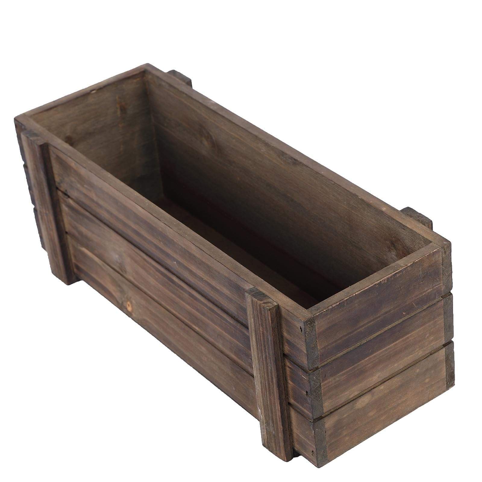 Wood Rectangular Box Planter Holders Centerpieces Dark Brown WOD_PLNT02_14X5_DKBN
